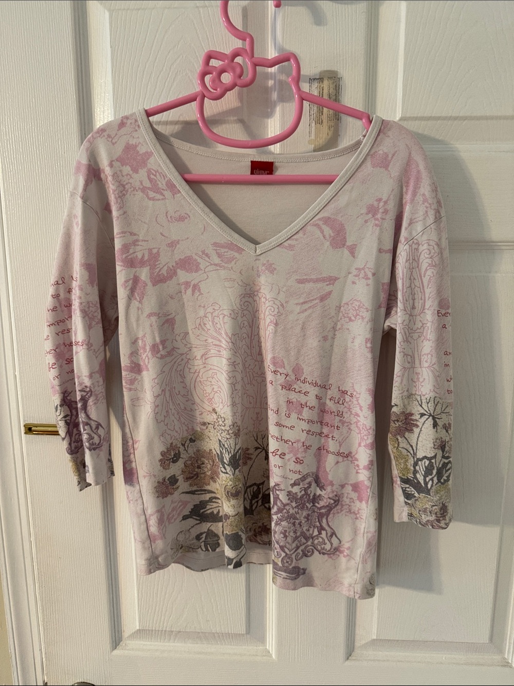 Glima Light Pink Floral V-Neck Top